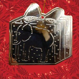 Elephant Embossed Metal Christmas Ornament